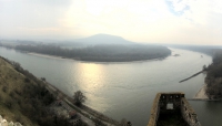 The Slovakia-Austria border at the confluence of the Danube and Morava Rivers.